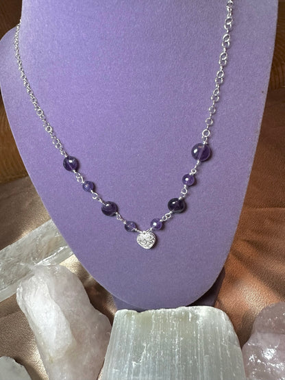 Amethyst Sterling Silver Heart Necklace ✧･ﾟ