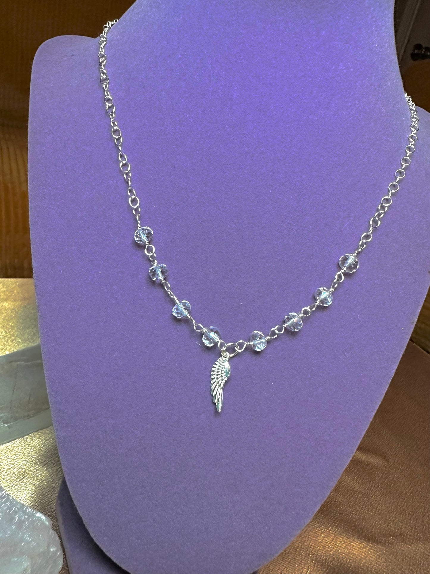 Quartz Angel Wing Sterling Silver Necklace✧･ﾟ