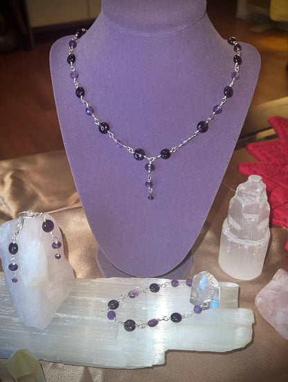 Amethyst Elegance Necklace, Bracelet & Earrings Set ✧･ﾟ