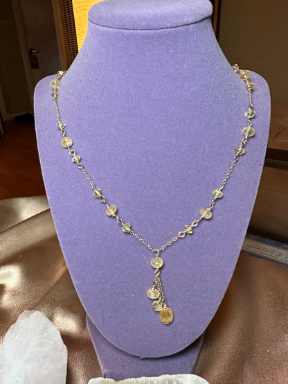 14K Gold Citrine Quartz Stunning Dainty Necklace & Earrings ✧･ﾟ