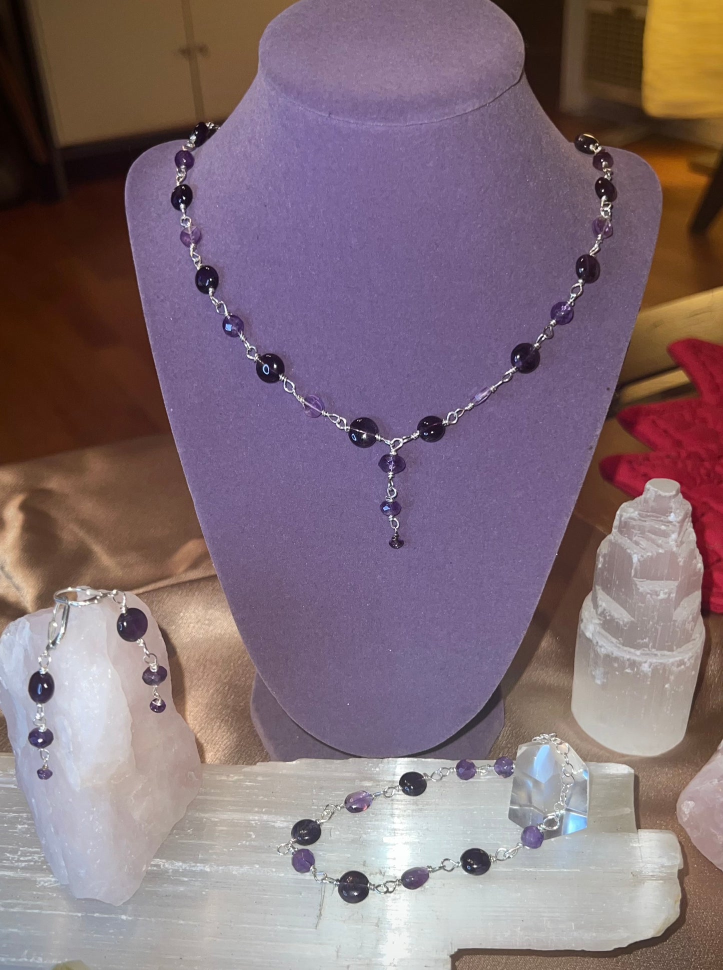 Amethyst Elegance Necklace, Bracelet & Earrings Set ✧･ﾟ