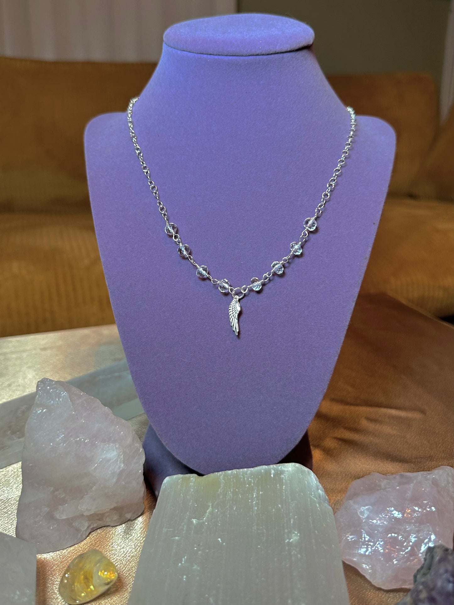 Quartz Angel Wing Sterling Silver Necklace✧･ﾟ