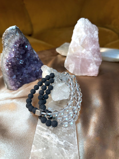 Quartz & Lava Rock Bracelet ✧･ﾟ