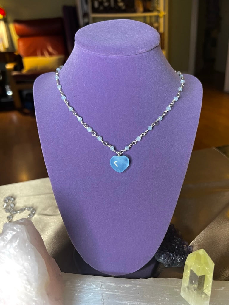 Aquamarine Heart Necklace ₊˚.༄